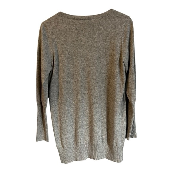 Eileen Fisher Sweater Medium Sequin V-Neck Organic Cotton Cashmere Pullover Gray - Picture 4 of 7